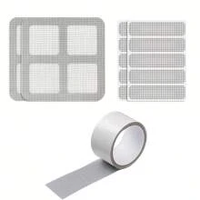 1 Pieza Kit de reparación de pantalla de ventana, cintas de malla de fibra de vidrio de 3 tamaños, parches autoadhesivos para reemplazar pantallas dañadas en puertas y ventanas con malla