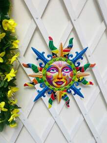 1 Pc Metal Sun Face Outdoor Wall Decoration, 13-Inch Colorful Sun Wall Art Hanging Decorative Gift, Wery Suitable For Garden Decoration, Balcony, Courtyard, Terrace, Fence
