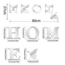 Adesivos de parede espelhados 3D acrílicos com slogan para casa, 5 peças, para decoração de porta de entrada, corredor e sala de estar