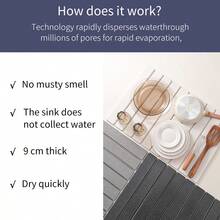 1 tấm thảm thấm hút gấp gọn bằng gel silica - Thảm lau khô bát đĩa đa năng trong nhà bếp, chắc chắn và bền bỉ với thiết kế chống trượt. Cũng thích hợp làm đế lót ly phòng tắm, tấm chắn nước bắn, vật trang trí nhà cửa nhanh khô, món quà tuyệt vời cho Ngày của Mẹ. - Nhiều màu - Xem 8