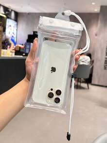 1pc Waterproof Phone Pouch, Touch Screen Compatible, For Swimming, Rafting, Halter Design, Transparent - Multicolor - View 4