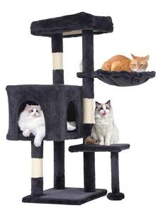 Cat Tree, With Scratching Post, Cat Tower For Indoor Cats, Fully Wrapped Sisal Pole, Soft Platform, 1 Baskets And Dangling Toy