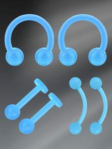 CIZME 6 件 16G 8/10mm UV Rook 透明鼻环耳环眉环唇钉亚克力柔性耳钉穿孔饰品男女通用，鼻中隔环鼻钉穿孔饰品透明 Bioflex 耳屏固定器弧形杠铃 UV 穿孔固定器适合日常佩戴 - 套裝 - 查看 17