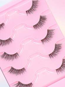 7 Pairs Natural False Eyelashes Reusable Transparent Stem Manga Eyelashes, Comic Fairy Design Travel Essentials Makeup Tools - View 5