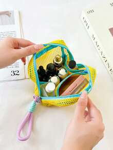 1pc Mini Macaron Color Fresh Fashion High-Quality Mesh Storage Bag (Hanging Rope Needs To Be Purchased Separately, Random Color), Sanitary Napkin Bag, Cosmetic Bag, Storage Bag, Women Makeup Bag, Girls Tampon Storage Bag