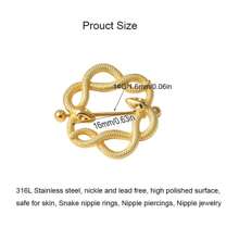 2 piezas Anillos de pezón de serpiente de acero inoxidable 316 de moda para mujer, joyería de piercing de pezón de serpiente sexy, joyería de piercing industrial de serpiente punk adecuada para uso diario