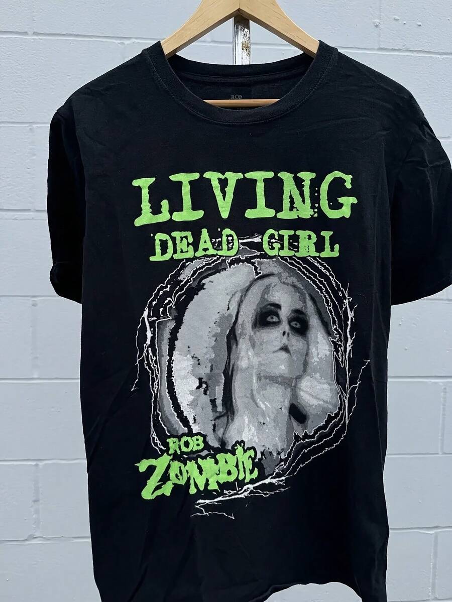 Plus Size Rob Zombie T-Shirt Rob Zombie Horror Metal T-Shirt Size Large Punk Rock Goth Band Movie Women Size L-3XL 4XL 5XL - 黑色 - 查看 1