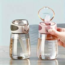 Botella de agua portátil a prueba de fugas - Diseño lindo y compacto para hombres y mujeres, plástico libre de PVC, ideal para actividades al aire libre y viajes. Botella con diseño de escala de tiempo de alta calidad para hombres y mujeres, de plástico transparente a prueba de fugas