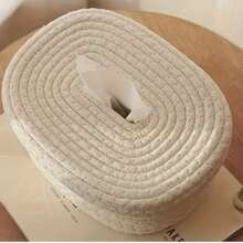 1pc Porta pañuelos de tela tejida a mano-Elegante, ligero, lavable, almacenamiento multifuncional para toallas faciales, servilletas en el hogar - Blanco - Ver 5