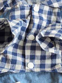 1 件宠物条纹四腿连体衣，牛仔效果连体衣背带裤狗衣服，春夏宠物服装