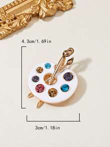 1pc Creative Enamel Oil Drop & Rhinestone Brooch - Multicolor - View 3