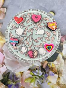 6pcs Set Pink Heart Cartoon Pattern Suitable For Sandals, Bracelet DIY Customization, Slippers, And Mobile Phone Decoration, Suitable For Beach Vacation, Birthday, Holiday Gifts