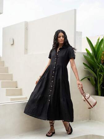 Solid Color Elegant Casual Button