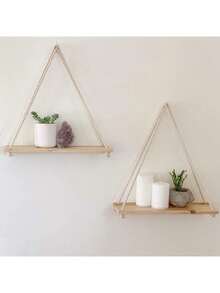 1 pieza Colgador de pared minimalista de macramé, tabla de almacenamiento tejida a mano estilo bohemio, estantería decorativa de pared para decoración del hogar, decoración interior, decoración de habitación, decoración de pared - Multicolor - Ver 6