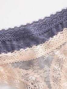 5pcs/Pack Multicolor Sexy Romantic Lace Thong Panties, Comfortable Women's Underwear - Multicolor - View 5