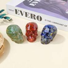 1 件手工树脂水晶骷髅装饰，带碎石，非常适合家庭办公室装饰、万圣节、复活节、感恩节、情人节礼物、串珠和珠宝制作 - 樹脂水晶頭骨 - 查看 7