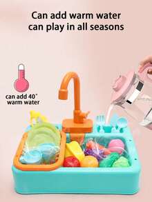 Kitchen Sink Toys Children Electric Dishwasher Playing Toy With Running Water Upgraded Faucet Electric Circulating Water Dish Bucket Play House Pretend Role Play Toys For Boys Girls Complete Certificates (Some Accessories Are In Random Colors), Kitchen Game, Kids Kitchen Accessories - Multicolor - View 6