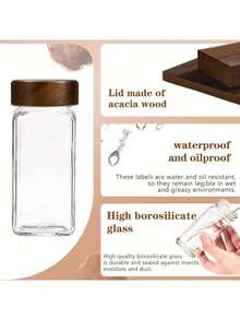 SAEIV Set Of Square Spice Jars (With Lids): 2/12/24/35 Spice Jars (With Spice Labels): The Perfect Organizer For Kitchen Spices: 120 Ml Jars: Including Funnel, Labels, Cleaning Brush And Sieve - 24 Square Bottles Of Acacia Wood - View 5