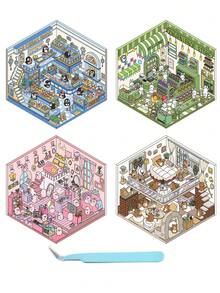 1片装DIY立体风景贴纸贴画小众减压趣味手账贴纸 返校节学校用品