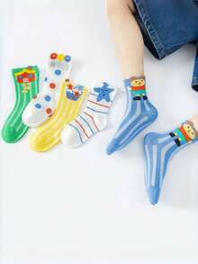 5 Pairs Kids/Children's Breathable Mesh Socks, Unisex, Spring/Summer - Multicolor - View 7