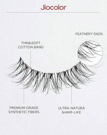 Natural False Eyelashes Clear Band Lashes Natural Look Jiocolor Wispy Faux Mink Lashes Demi-Wispies Fake Lahes 12MM 7 Pairs Wispy Dream(7mm-12mm) - Giấc mơ mỏng manh (7mm-12mm) - Xem 6