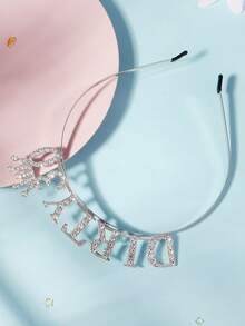 1 Minimalist Elegant Rhinestone Crown Birthday Princess Tiara Hair Accessory - Silver - View 8