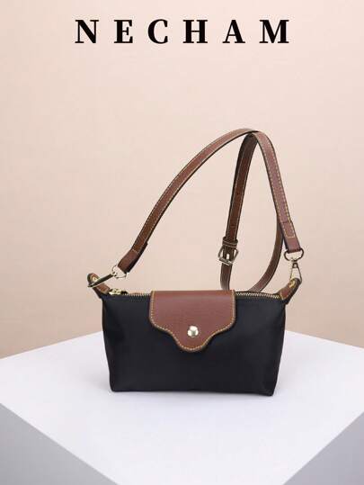 1 Stück lässige, vielseitige Umhängetasche in Dumpling Form, Kontrast-Farben Mode minimalistischer Crossbody Beutel, verstellbarer Riemen, lässige Alltagstasche geeignet für junge Frauen - Reisen, Arbeit, Einkaufen, Schule, Dates, Damengeschenk, Geschäftsreisen, Büro