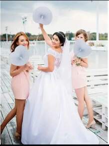 10pcs White Folding Handheld Organ Fan With Plastic Handle, Portable And Lightweight Wedding Birthday Party Decoration Fan, Can Be Customized DIY Blank Surface, Bag Stuffing And Celebration Decoration, Mobile Accessories | Modern Design | Smooth Texture