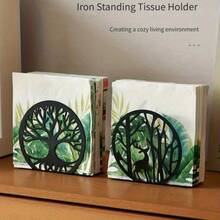 2pcs Gold Metal Tissue Paper Holder, Decorative Bar Tabletop Cafe Dining Room Napkin Dispenser - Multicolor - View 3