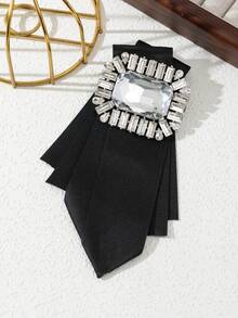 1pc Elegant Design Alloy Royal Brooch, Oversized Rhinestone Shiny Ladies Tie Style Brooch, Luxury Jewelry Pin, Suitable For Dates And Daily Wear, Gift - Simplicity - View 15