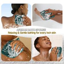 2 piezas de esponja de red africana auténtica de SubSahara - Exfoliante para todo tipo de pieles, esponja de baño para rostro y Body, portátil para viaje, duradera, exfoliación suave - Rosa claro y verde azulado - Ver 4