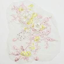 3D花朵串珠蕾丝面料贴花刺绣缝纫补丁适用于婚礼晚礼服服装补丁剪贴簿