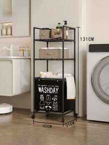 1pc Multi-Tier Storage Laundry Basket Organizer Rack, Bathroom Towel Holder, Removable Rolling Washing Machine Organizer, Mobile Floor Standing Clothes Rack