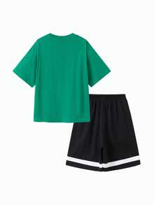 Balabala Boys' 2 Pieces Quick-Dry Set, Sporty & Breathable Summer Outfit - Dark Green - View 5