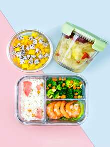 1pc Microwave Friendly Glass Food Container, Thermal Lunch Box. Note: Lid Cannot Be Heated. - Multicolor - View 4