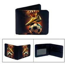 Portofel cool pentru băieți Portofele durabile din material textil Suport pentru numerar pentru card de credit Portofele estetice Kawaii drăguțe cu fereastră de identificare cu buzunar pentru monede pentru băieți adolescent băieți bărbați tineri băieți băieți adolescent (imprimat fotbal)