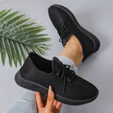 Black Breathable Soft Sole Non-Slip Work Shoes, Mesh Casual Sneakers For Women, Spring/Summer