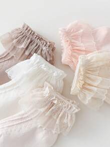 1 Par de Meias com Renda para Meninas, Meias de Bebê Finas e Respiráveis, 100% Algodão, Primavera/Verão