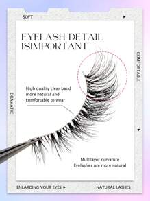 Asiteo 5 Pairs Cartoon Style Natural Thin False Eyelashes - Transparent Band Faux Mink Cat Eye Lashes, Create Natural Daily Makeup - Reusable, Comfortable, Beginner-Friendly