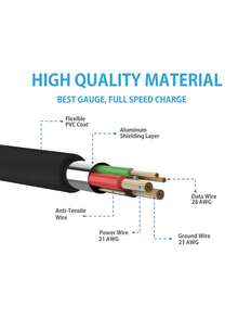 0.3m 短快速充电线 5PCS/2PCS，USB A 至 USB Type C 充电线便携式手机数据线兼容三星 Galaxy S25 Ultra/S25/S25+/S24 Ultra/S24/S24+/S23 Ultra/S23/S23+/S22 Ultra/S22/S22+/S21 Ultra/S20 Ultra/Note 20/Note 10 USB Type C 数据线兼容 14 Pro Max、14 Pro、14 Plus、13 Pro Max、13 Pro、13、12 Pro、12、11、XS、XR、8 Plus、8、7、6、5、SE，兼容 iPad Lightning MFi 认证 - 黑色 - 查看 3