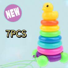 Juguete apilable de pato arcoíris, rompecabezas de torre apilable para bebés y niños pequeños de 0 a 3 años - Amarillo - Ver 12