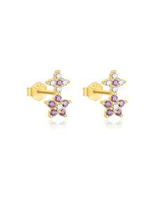 Amethyst Flat Back Labret Earring Set 16G Amethyst Cartilage Helix Earrings Tragus Earrings Conch Earring Stacking Earrings - Multicolor - View 17