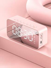 Reloj despertador digital de mesa con espejo LED, altavoz Bluetooth inalámbrico, amplificador de sonido estéreo para teléfono, decoración de habitación