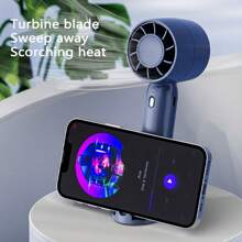 1 pieza Mini ventilador portátil manual turbofán USB, Mini ventilador de escritorio pequeño con carga, ventilador de escritorio mini para estudiantes y oficina, ventilador pequeño portátil de sobremesa sin hojas, ventilador pequeño turbina para uso al aire libre