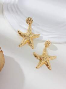 1 Pair Gothic Punk Exaggerated Starfish Design Earrings, Charming Ocean Themed Jewelry Suitable For Beach Travel, Casual Gatherings, Gifts For Friends