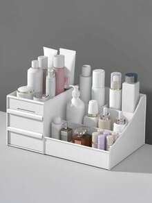 Caja de maquillaje tipo cajón, caja de almacenamiento de cosméticos de plástico, estantería para tocador, caja de almacenamiento de escritorio - Multicolor - Ver 1