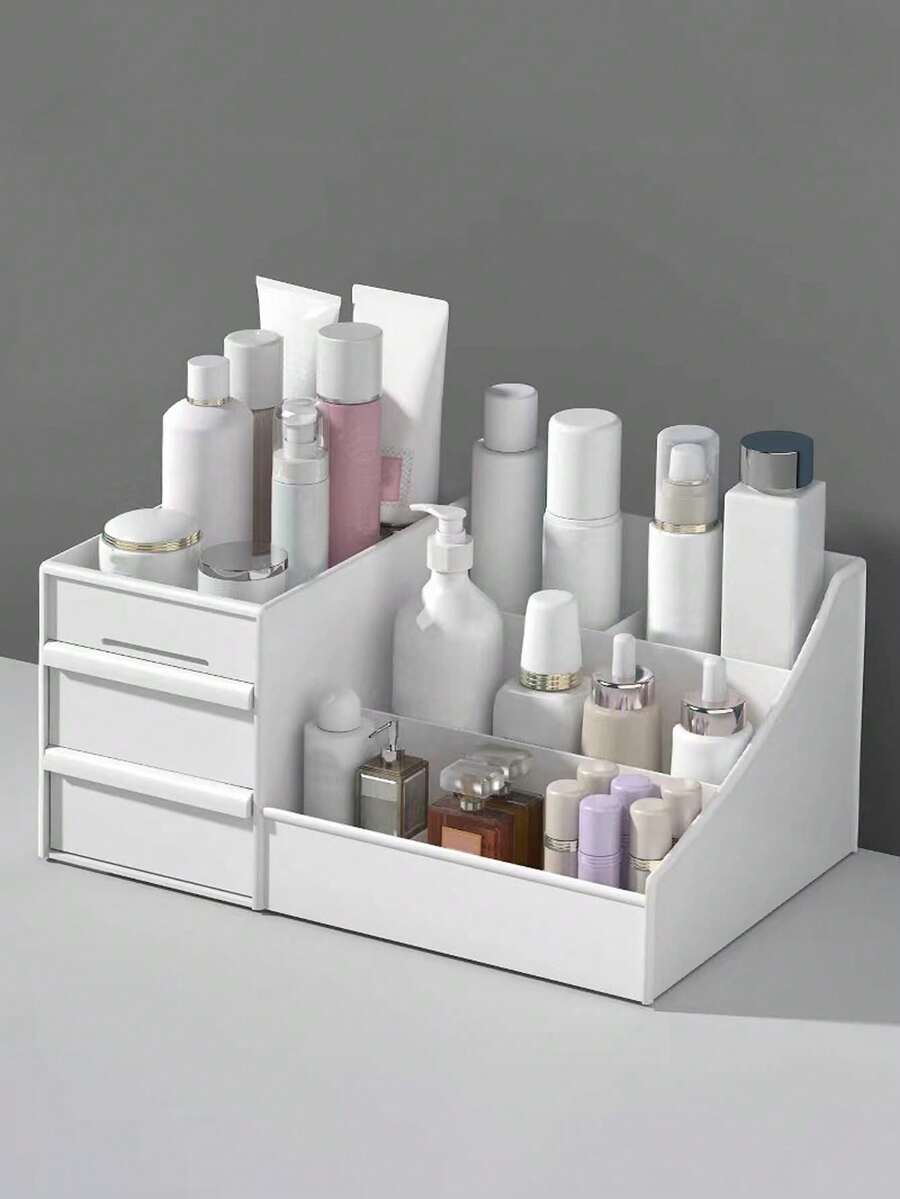 Caja de maquillaje tipo cajón, caja de almacenamiento de cosméticos de plástico, estantería para tocador, caja de almacenamiento de escritorio - Multicolor - Ver 1