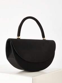 优雅丝绒女士手提包，简约链条手拿包，轻便奢华派对/晚宴包，送给女朋友的完美生日礼物，适合派对、婚礼、舞会、正式场合，可搭配节日派对礼服、晚礼服和亮片连衣裙。 - 黑色 - 查看 3