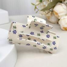 1PC Blueberry Printed Rectangular Hair Clip - Retro Plant Design Acrylic Anti-Slip Women's Hair Accessory, Perfect For Daily Wear, Picnics And Bridal Hairstyles And Hair Accessories Hair Claws Claw Clips Hair Clips Hair Jaw Clip Hair Clamps Hair Clutch Hair Catcher Clip Fall Winter For Vacation Outfits Woman