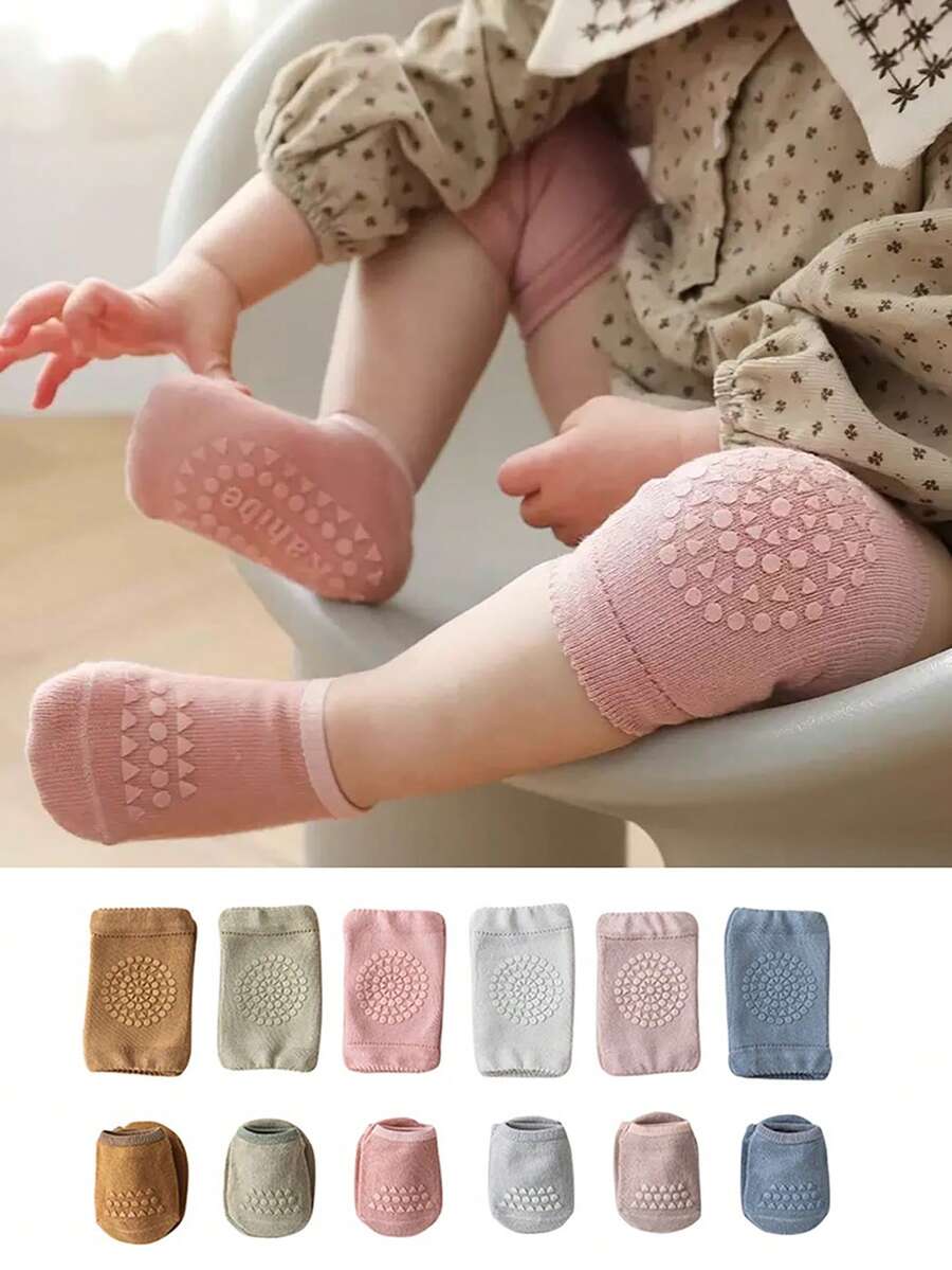3pcs/Set (Knee Pads + Non-Slip Leg Warmers) Random New Style Kids Breathable Knee Pads & Baby Non-Slip Floor Crawling Leg Warmers Suit, Baby Knee Protection For Toddlers